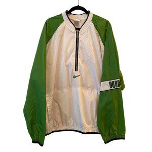 Vintage Nike White & Green Windbreaker Jacket Half-Zip XXL